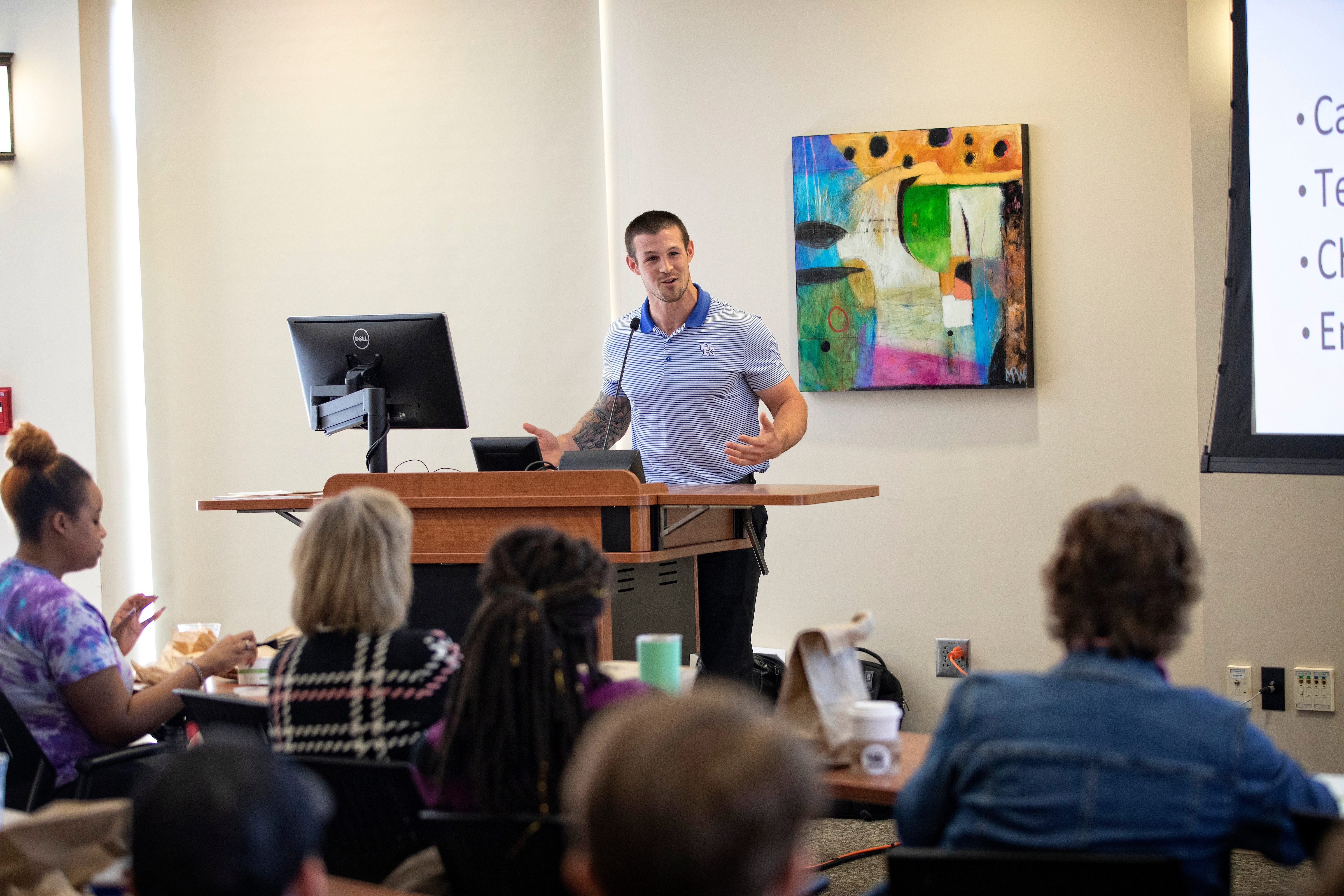 Alex Elswick, assistant extension professor, leads a public health substance use recovery program in Lexington. His program is one example of the kind of projects that will be discussed at the Engagement Academy