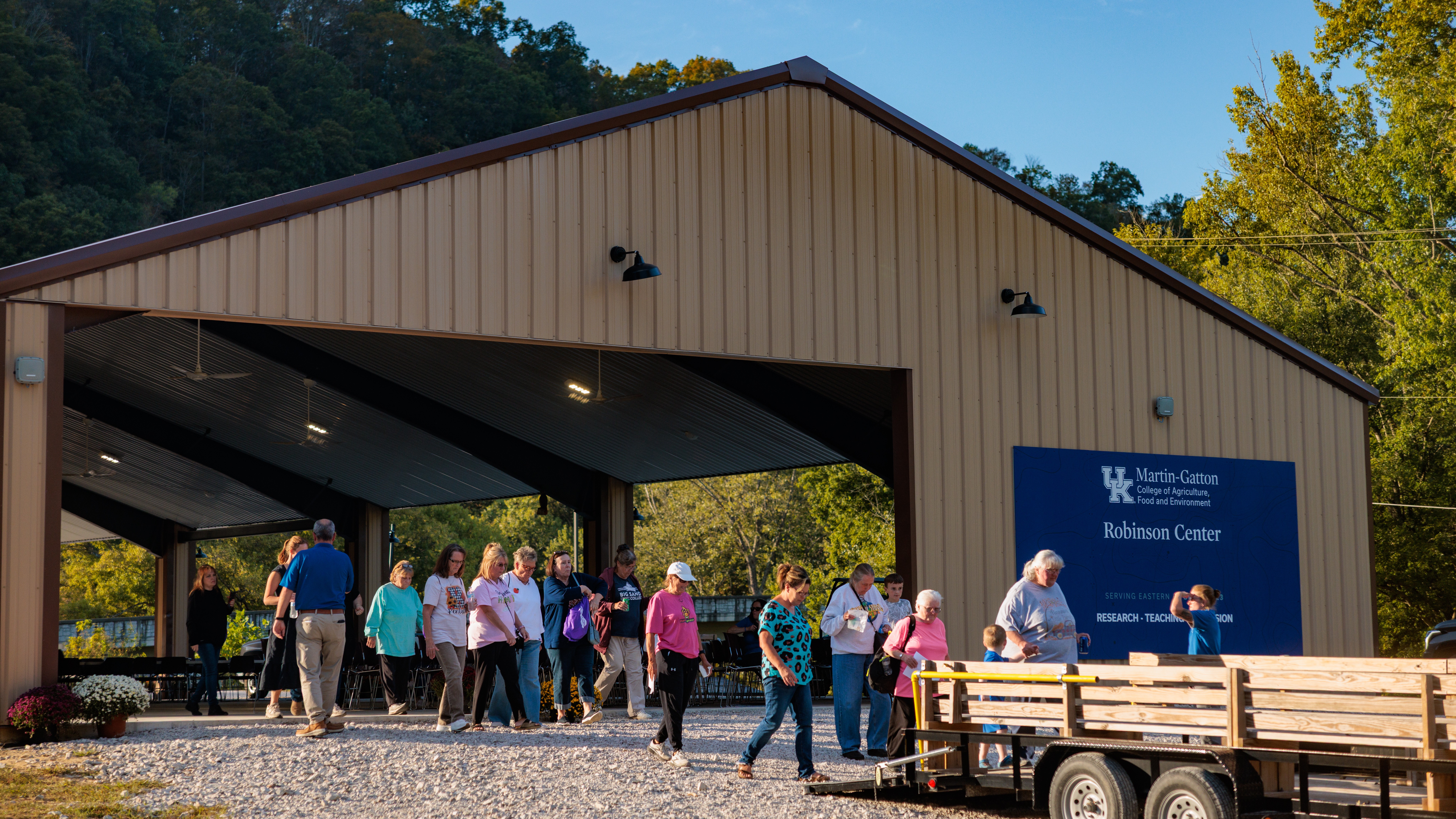 Daniel Wilson welcoming people at the new Pavilion, part of the Robinson Center Field Day event. Photo by Matt Barton.