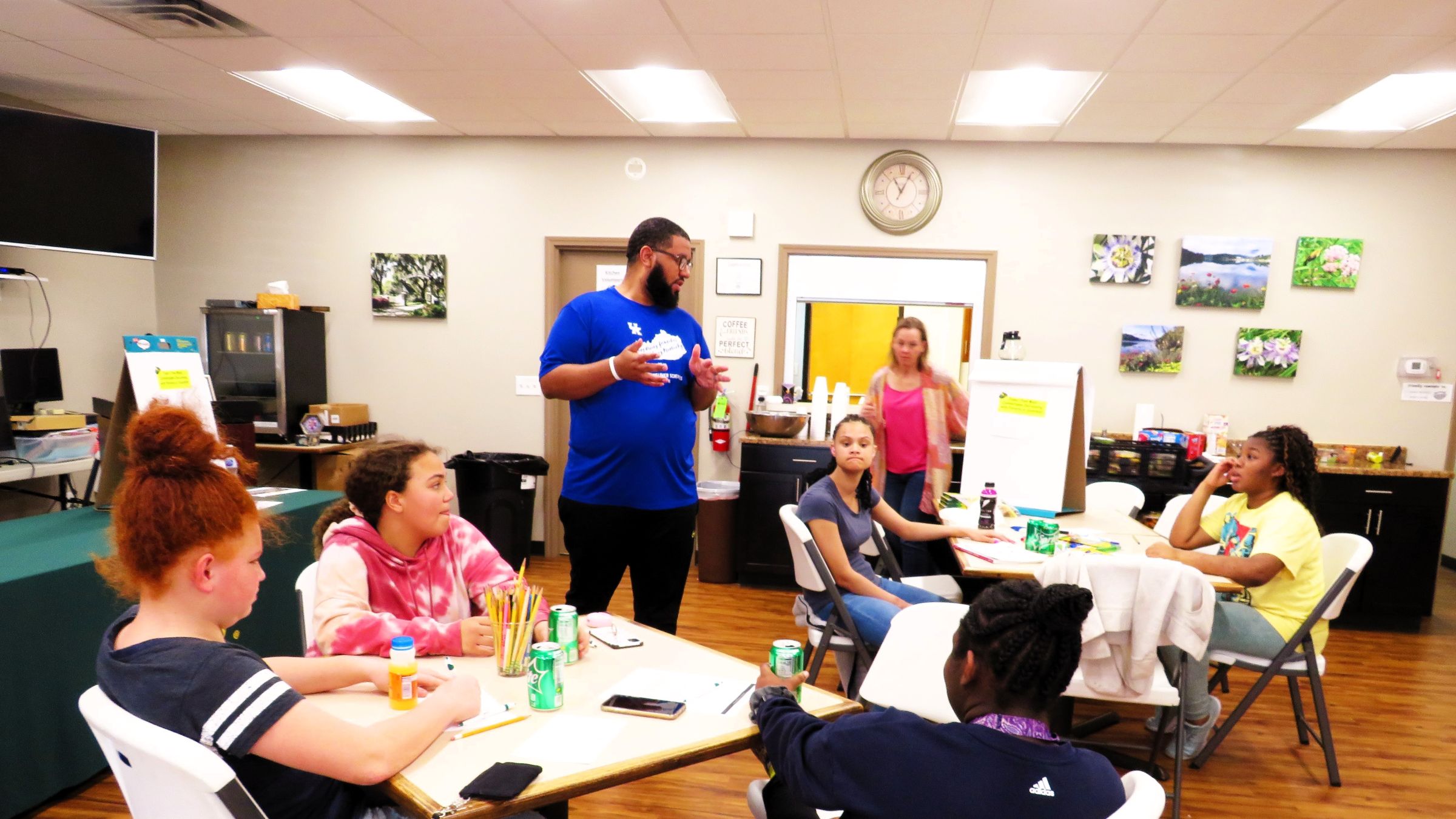 Tyrone Atkinson, CYFAR grant co-investigator and Family & Consumer Sciences program coordinator at UK, engaging with youth in the classroom. Photo provided by KSU.